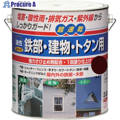 ニッぺ 油性鉄部・建物・トタン用 3.2L コゲチャ HUB115-3.2 4976124216541 1缶 ■▼157-8568 【送料都度見積】