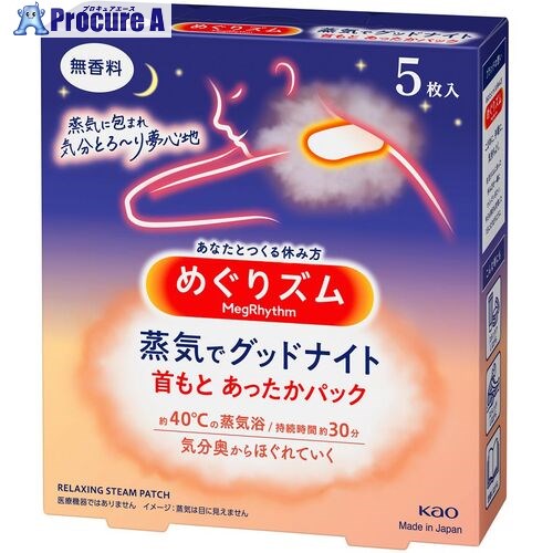 Kao めぐりズム 蒸気でグッドナイト 無香料 5枚入 272768 24個 ■▼522-6342 【送料都度見積】｜プロキュアエース