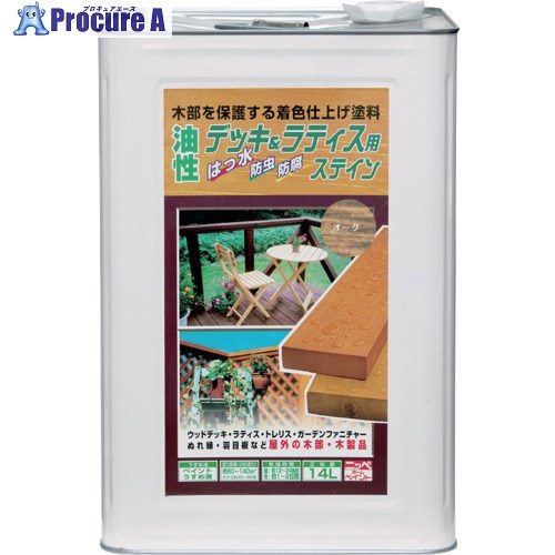 ニッぺ 油性デッキ＆ラティス 14L オーク HUH005-14 4976124525551 1缶 ■▼859-8983 【送料都度見積】