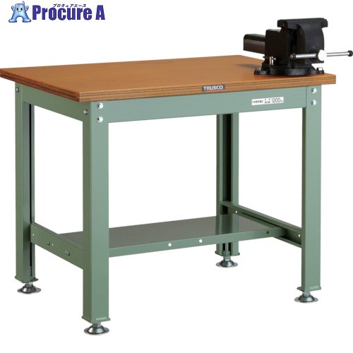 TRUSCO 中荷重作業台(1200kg)HW型 900X600XH740 バイス付 グリーン色 HW-0960VRS 1台 ■▼301-3928