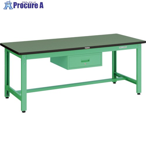 TRUSCO 中荷重作業台(800kg)GW型 1800X750XH740 1段引出付 ヤンググリーン色 GWP-1875F1 YG 1台 ■▼466-8774