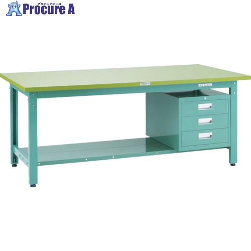 TRUSCO 中荷重作業台(800kg)GW型 1800X900XH740 3段引出付 グリーン色 GWP-1890D3 1台 ■▼466-8812 ｜プロキュアエース