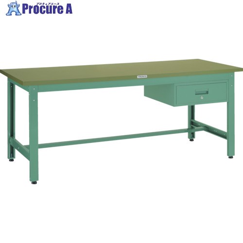 TRUSCO 中荷重作業台(800kg)GW型 1800X900XH740 1段引出付 グリーン色 GWP-1890F1 1台 ■▼770-1977 44,113円