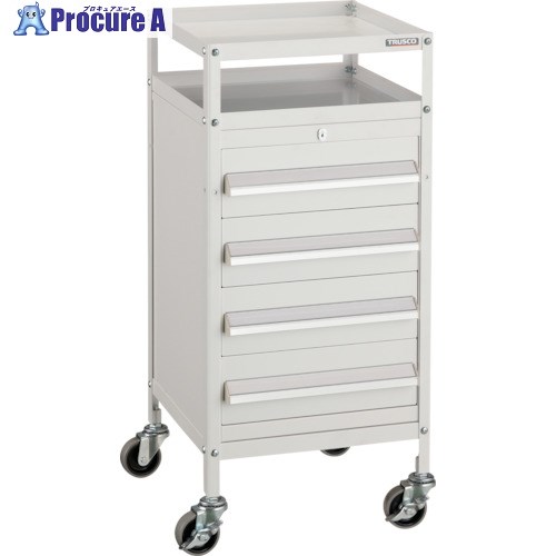 TRUSCO ミニキャビネットワゴン400X440X880LVR-542付 ホワイト MCW-542W 1台 ■▼465-2525
