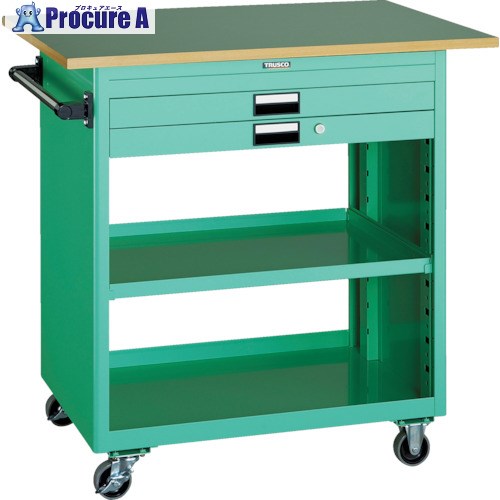 TRUSCO スチール製ワゴン(溶接一体構造) ツールワゴン 750&times;500&times;H880 浅1深1引出 天板付 ヤンググリーン NTS-720T-YG 1台 ■▼484-6834 ｜プロキュアエース