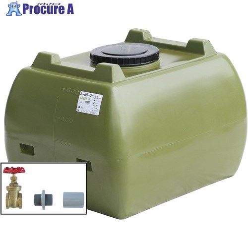 SUIKO ホームローリータンク500 オリーブ ドレンバルブセット(40A)付 HLT-500(OD)+VALVE-SET40A 1個 ■▼689-3081 ※人間宅様送ること不可