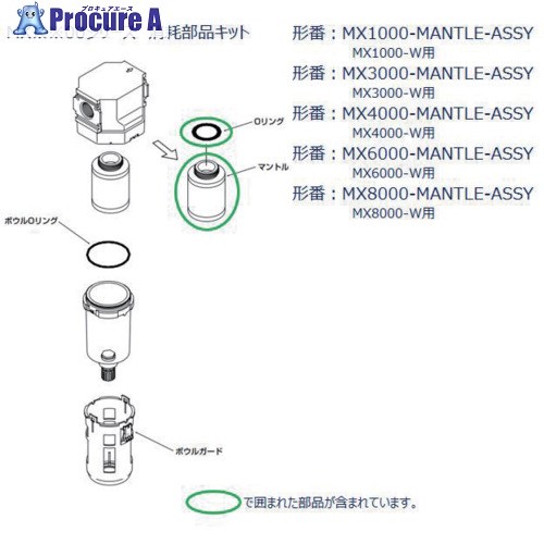 CKD MX1000シリーズ用 マントル組立 MX1000-MANTLE-ASSY 1個 ■▼688-6572 【代引決済不可】【送料都度見積】