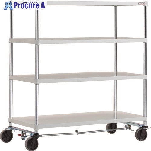 TRUSCO スチールラック フェニックスラック 1200X600 4段 U車輪4輪S付 W色 抗菌粉体塗装 PER-4464-U125-B4-W 1台 ■▼183-2679