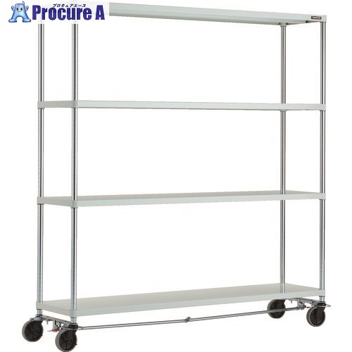 TRUSCO スチールラック フェニックスラック 1800X450 4段 U車輪4輪S付 W色 抗菌粉体塗装 PER-6644-U125-B4-W 1台 ■▼183-2701