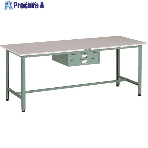 TRUSCO 軽荷重作業台(300kg)AE型 1800X750XH740 薄型2段引出し付 グリーン色 RAE-1800UDC2 1台 ■▼183-3864