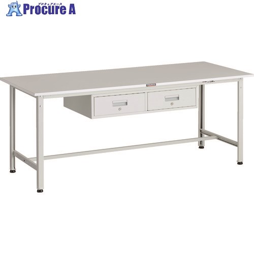 TRUSCO 軽荷重作業台(300kg)AE型 1800X750XH740 2列引出し付 ホワイト色 RAE-1800FL2 W 1台 ■▼183-3894