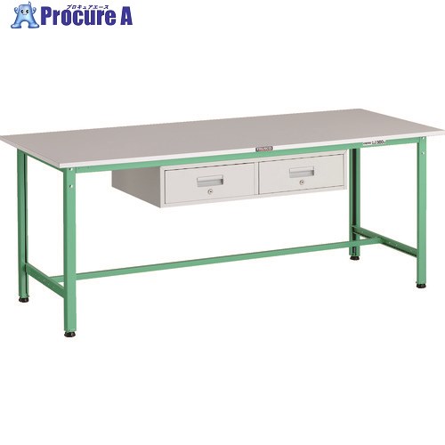 TRUSCO 軽荷重作業台(300kg)AE型 1800X750XH740 2列引出し付 ヤンググリーン色 RAE-1800FL2 YG 1台 ■▼183-3895