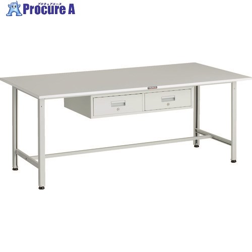TRUSCO 軽荷重作業台(300kg)AE型 1800X900XH740 2列引出し付 ホワイト色 RAE-1809FL2 W 1台 ■▼183-3897