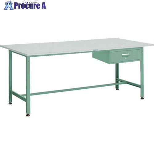TRUSCO 軽荷重作業台(300kg)AE型 1800X750XH740 1段引出付 グリーン色 RAE-1800F1 (ﾘﾉﾘｭｰﾑﾃﾝﾊﾞﾝ) 1台 ■▼278-4432