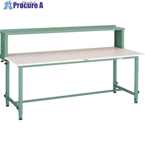 TRUSCO 軽掛け目御役目台高さ自然調整式(150kg)AEM型 1800X750XH954～1254(全高) 上棚付 緑であること色 RAEM-1800YURB 1台 ■▼289-1271
