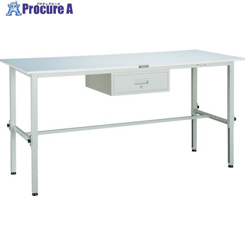 TRUSCO 軽荷重作業台高さ調節式(150kg)AEM型 1800X900XH650～950 1段引出付 ホワイト色 RAEM-1809F1 W 1台 ■▼454-5885