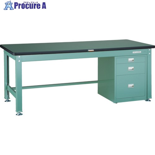 TRUSCO 中荷重作業台(2000kg)DW型 1800X900XH740 3段ワゴン付 グリーン色 RDW-1809UDC111 1台 ■▼454-5991 ｜プロキュアエース