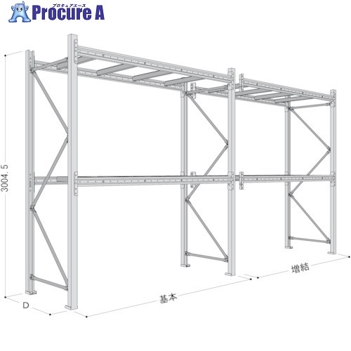 NF パレットラック 2ton用単体 奥行800&times;高さ3000&times;有効間口2500mm 最大積載量4000kg P6-30X25A208-2 1台 ■▼463-5906 【送料都度見積】｜プロキュアエース