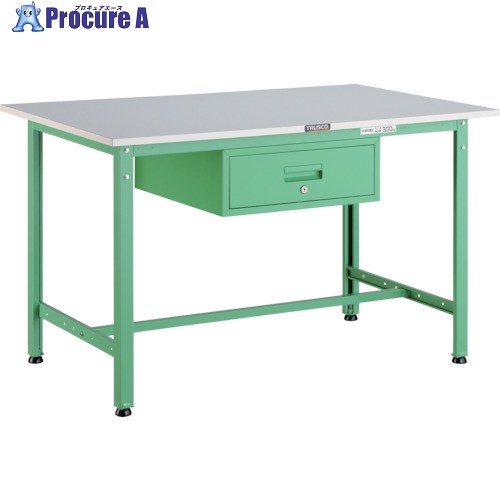 TRUSCO 軽荷重作業台(300kg)AE型 900X600XH740 1段引出付 ヤンググリーン色 RAE-0960F1 YG 1台 ■▼467-1686