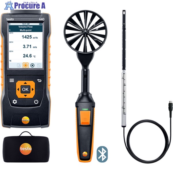 TESTO 熱線式・ベーン式風速計 testo 440 風速計書き割り1 0563 4406 1式 ■▼127-2565