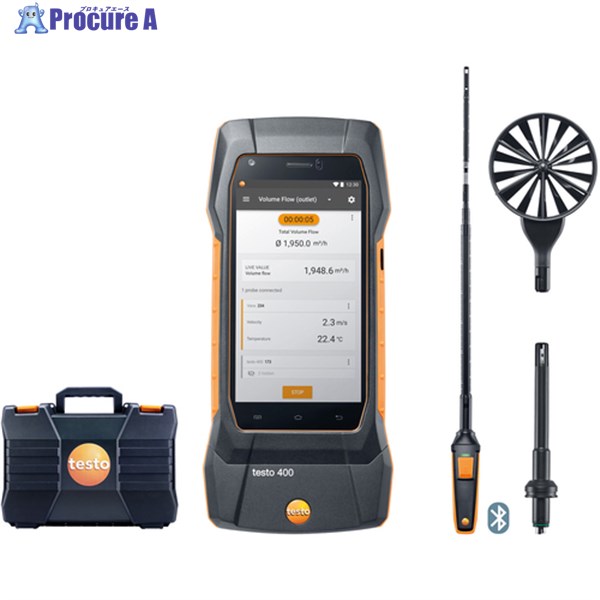 TESTO 周囲の状況位置づける器 testo 400 ジャズバンド書き割り1 (100粍ベーン式風速・熱線式風速・気温・湿度) 0563 0400 71 1式 ■▼253-6555
