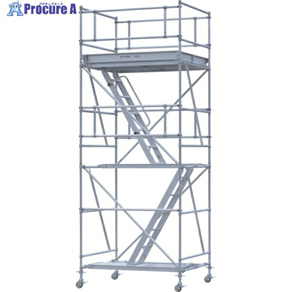 PiCa パイプ製足場PSW型キャスター付き 2段 PSW-15018-2BB 1S ■▼671-1454