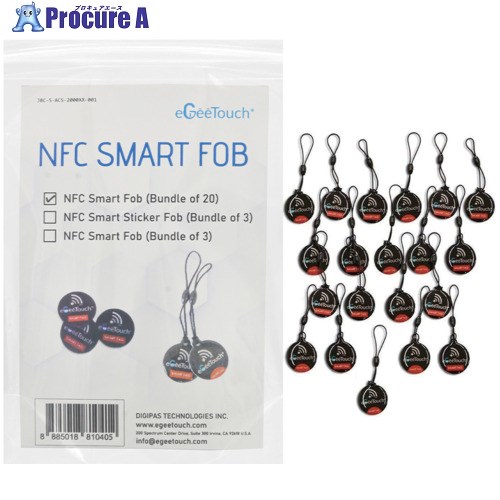 JSBTECH eGeeTouchNFC スマートタグ(20枚お得セット) 5-ACS-200020 1S ▼691-6216