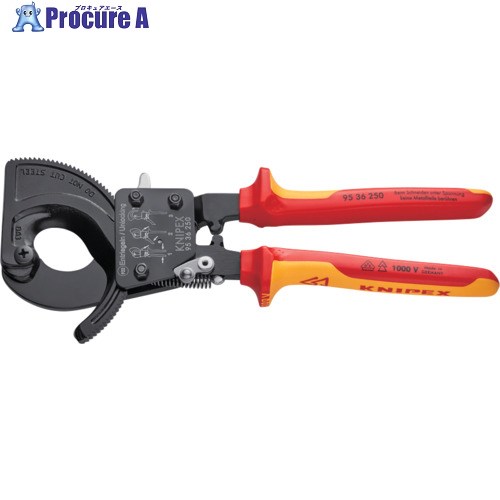 KNIPEX 縁切り有線テレビ裁断師 1000V(ラチェット式) 250粍 9536-250 1丁 ▼694-1910