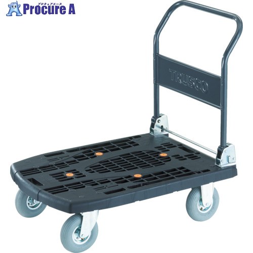 TRUSCO 樹脂台車 カルティオビッグ 折りたたみハンドル 900X600 空気入 黒 MPK906-AR-BK 1台 ■▼424-9941 【送料都度見積】 ※車上渡し