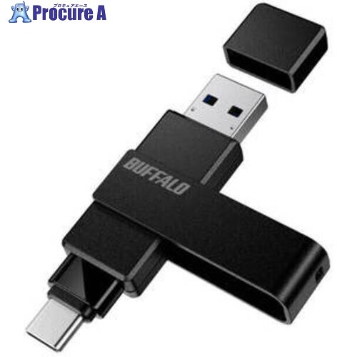 BUFFALO USB3.2(Gen1)相応う Type-AC両相応う 回転させる式USB記憶装置 256GB 黒いこと RUF3-ACR256G-BK 1個 ■▼708-5550 【貨物輸送都度積もり書き】