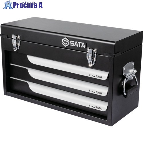 SATA スチールツールチェスト 520×305×220mm(黒) 195134 1個 ▼699-9647