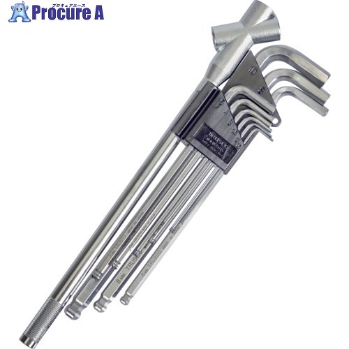 TRUSCO 角曲げボールポイント六角棒レンチセット 9本組 トリプルハンドル付 TBRK-9HS 1S ▼837-1271
