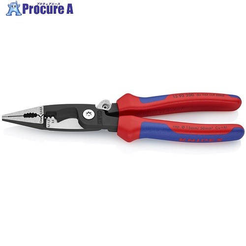 KNIPEX 多役立つこと エレクトロプライヤー 鍵を掛ける付 コンフォートハンドル 1392-200 1丁 ▼446-7299
