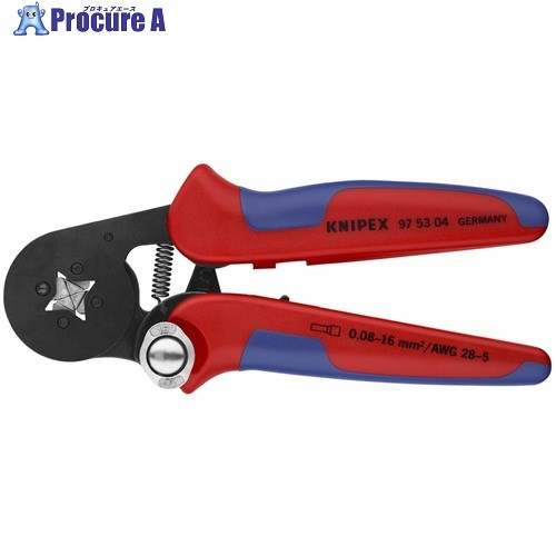 KNIPEX ワイヤーエンドスリーブ自動調整圧着ペンチ 四角クランプ 9753-04 1丁 ▼116-3379
