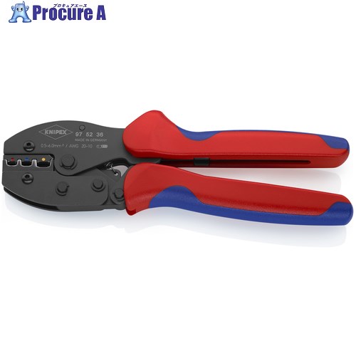 KNIPEX 圧着ペンチ プレシフォース 220mm 絶縁端子用 9752-36 1丁 ▼446-9801 ｜プロキュアエース