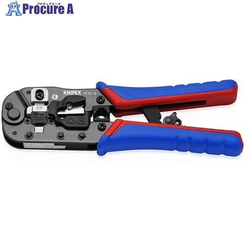 KNIPEX ウエスタンプラグ圧着ペンチ(8ピン) 975113 1丁 ▼552-5073