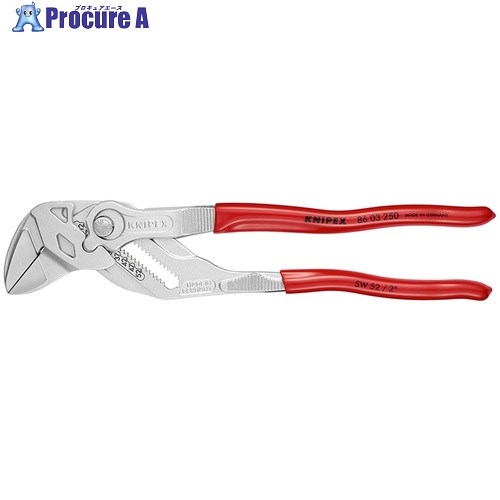 KNIPEX プライヤーレンチ ソフトプラスチックハンドル クロムメッキ 250mm(SB展示販売パッケージ仕様) 8603-250SB 1丁 ▼766-8287