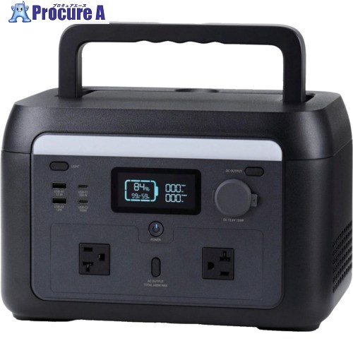 ELECOM ポータブル電源 512Wh AC定格出力600W AC×2 ブラック DE-PS500PBK 1台 ▼679-5234