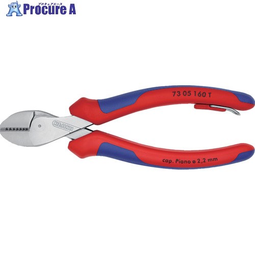 KNIPEX コンパクトニッパー X-CUT クロムメッキ仕上げ 落下防止ハンドル 7305-160T BK 1丁 ▼833-8914