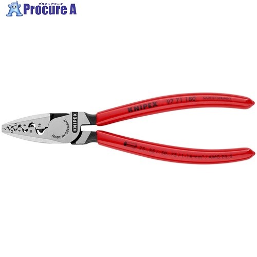 KNIPEX エンドスリーブ用圧着ペンチ プラスチックハンドル 9771-180 1丁 ▼478-7617