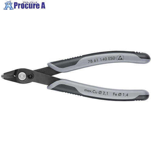 KNIPEX エレクトロニクス スーパーニッパーESD 静電気対策 バーニッシュ 140mm 7861-140ESD 1丁 ▼116-1093