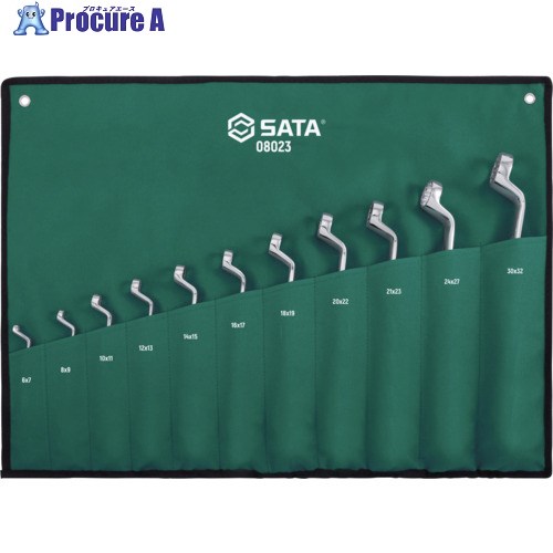 SATA 両口めがねレンチセット(11点)70° 08023 1S ▼695-7714