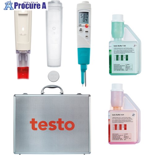 TESTO pH計 testo 206-2セット 食品用電極一体型 TESTO206-2SET 1S ■▼819-3714 【送料都度見積】
