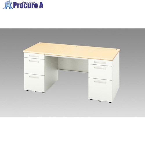 NAIKI 両袖デスク(ロングストローク XEHH型/天板:シルクウッド 本体:クリアーホワイト/W1600×D700×H720 XEHH167KH-WS 1台 ■▼175-2873 ※個人宅様送り不可