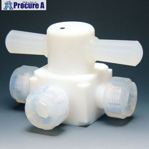 フロンケミカル フッ素樹脂(PTFE)三方バルブ圧入型 φ8 NR0004-002 1個 ■▼734-4058 【送料都度見積】