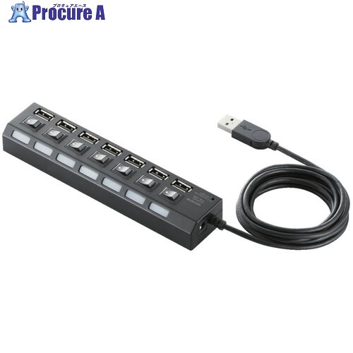 ELECOM USBHUB2.02mブラック U2H-TZS720SBK 1個 ■▼541-2081