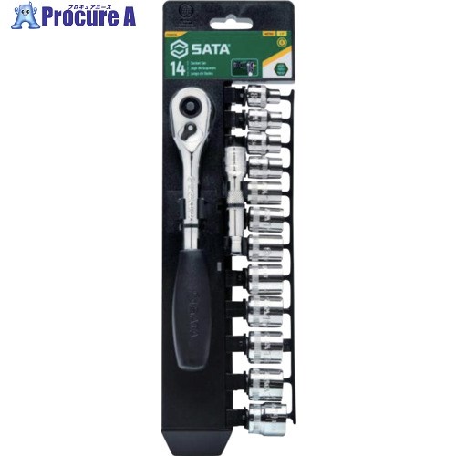 SATA 6角ソケットレンチセット 差込角9.5mm (14点) ST09523G 1S ▼679-3494