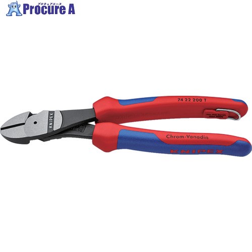 KNIPEX 強力型ニッパー 12°オフセット型 落下防止 200mm 7422-200TBK 1丁 ▼836-8970