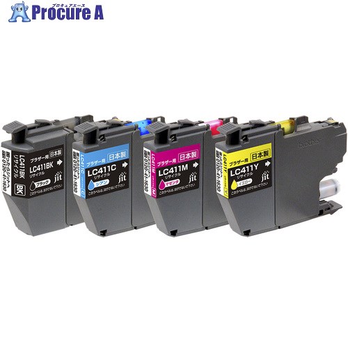 jit インクカートリッジ ブラザー LC411-4PK対応 ジットリサイクルインク JIT-B4114P 4色マルチ JIT-B4114P 10箱 ■▼707-3328 【送料都度見積】