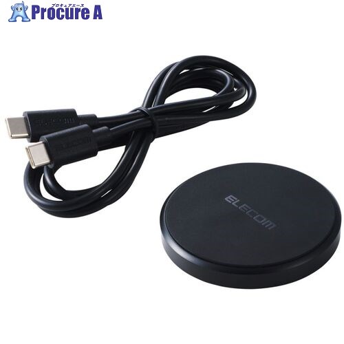 ELECOM Qi規格対応ワイヤレス充電器 12W EPP規格 卓上 ケーブル付 1m ブラック W-QA28BK 1個 ■▼706-8757